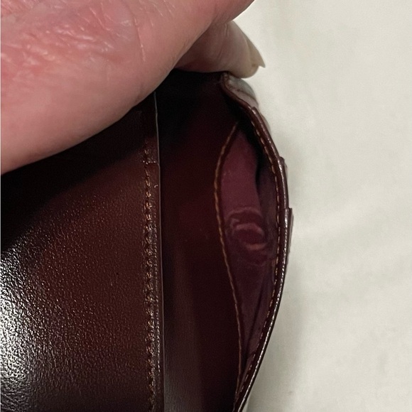 Cartier Authentic Vintage Maroon Leather Compact Wallet with Embossed Logo - Picture 11 of 16